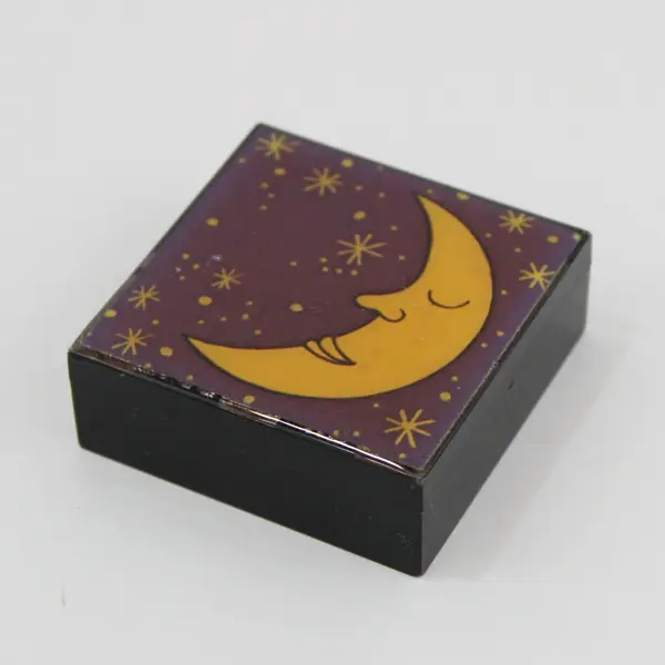 Unbranded Moon and Stars Trinket Box Purple Lid Jewelry Keepsake 