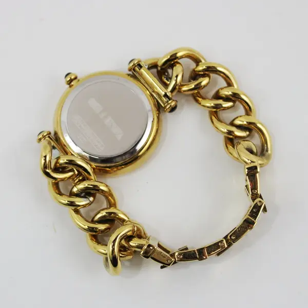 Vintage Bellezza Italian Lira Coin Watch Gold Tone Chunky Link Chain Bracelet