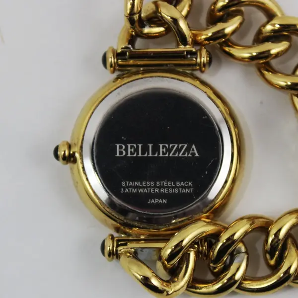 Vintage Bellezza Italian Lira Coin Watch Gold Tone Chunky Link Chain Bracelet