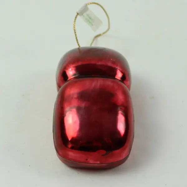 Red Gold Blown Glass Open Ring Box Ornament Small Gold Ring Detail 3.5" Long