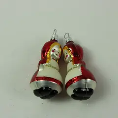 2 Little Red Riding Hood Christmas Ornaments Blown Glass Hand Painted 3.75 in