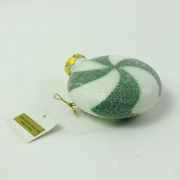 Enesco Green White Swirl Sugared Candy Christmas Tree Ornament 3.75" Tall W/Tag