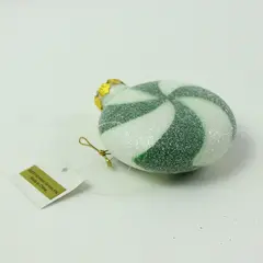 Enesco Green White Swirl Sugared Candy Christmas Tree Ornament 3.75" Tall W/Tag