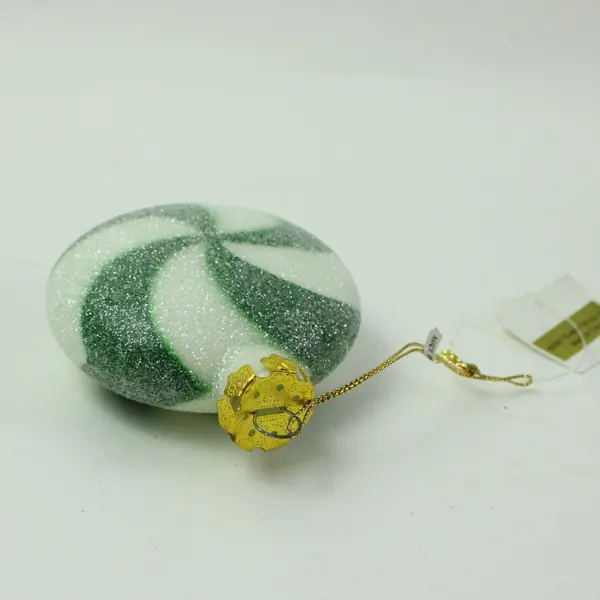 Enesco Green White Swirl Sugared Candy Christmas Tree Ornament 3.75" Tall W/Tag