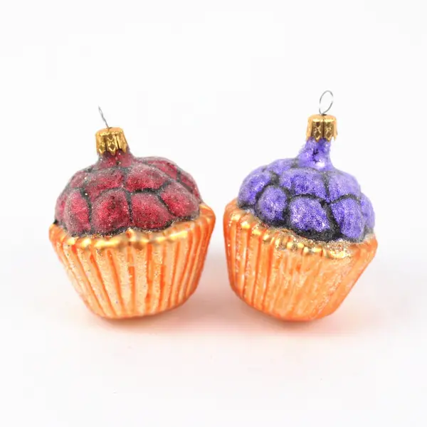 2 Kurt Adler Sweet Shop Collection Blown Glass Berry Tart Ornaments 2.5" Tall