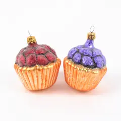 2 Kurt Adler Sweet Shop Collection Blown Glass Berry Tart Ornaments 2.5" Tall