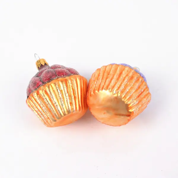 2 Kurt Adler Sweet Shop Collection Blown Glass Berry Tart Ornaments 2.5" Tall
