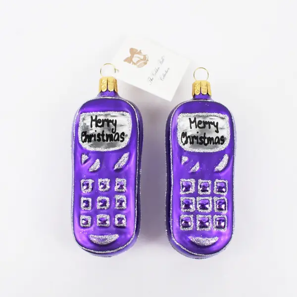 Lot of 2 European Trading Co Golden Bell Collection Purple Cell Phone Design 4" 