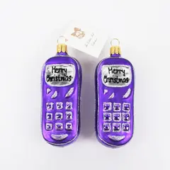 Lot of 2 European Trading Co Golden Bell Collection Purple Cell Phone Design 4" 