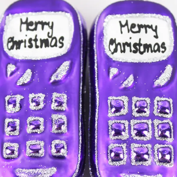 Lot of 2 European Trading Co Golden Bell Collection Purple Cell Phone Design 4" 