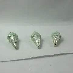 Lot of 3 Department 56 Glass Green Ice Cream Silver Cone Christmas Ornament 5.5"