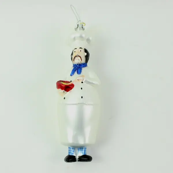 Seasons of Cannon Falls Italian Hand-Blown Glass Chef Pasta Ornament 7 in