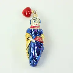 Dept 56 Josephine Great Lovers Series Blown Glass Ornament Red Heart Attached 6"