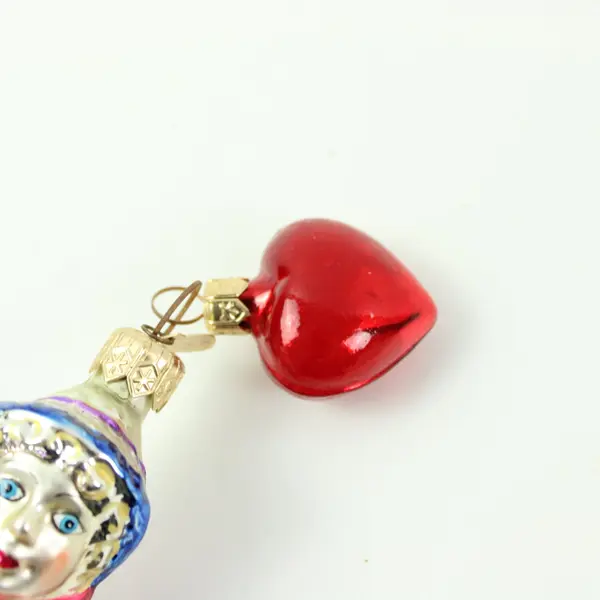 Dept 56 Josephine Great Lovers Series Blown Glass Ornament Red Heart Attached 6"