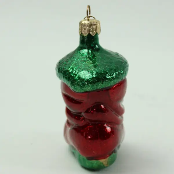 Dept 56 Red Green Blown Glass Santa Boot Christmas Ornament 3.5" Tall Good