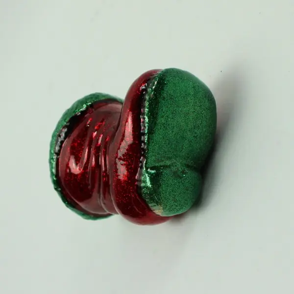 Dept 56 Red Green Blown Glass Santa Boot Christmas Ornament 3.5" Tall Good