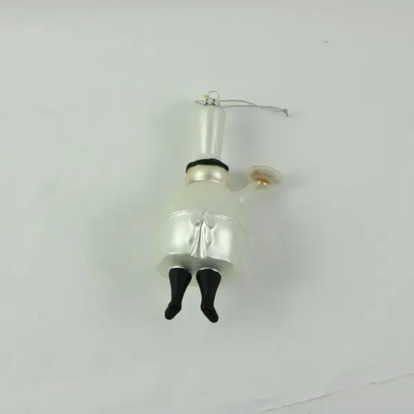 Seasons of Cannon Falls Blown Glass Chef Ornament White Uniform Red Bow Tie 7"