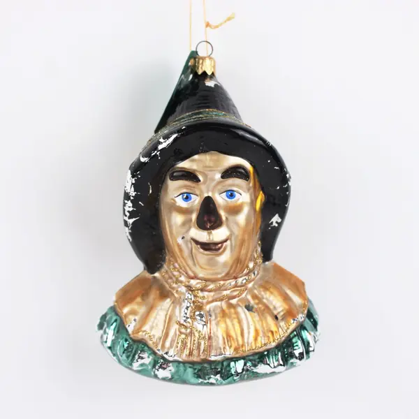1997 Kurt Adler Wizard of Oz Scarecrow Bust Glass Christmas Ornament 6"