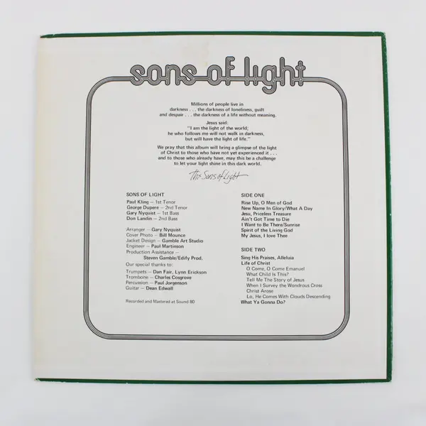 Sons of Light Gospel LP Vinyl Record S80-1010 Green Cover