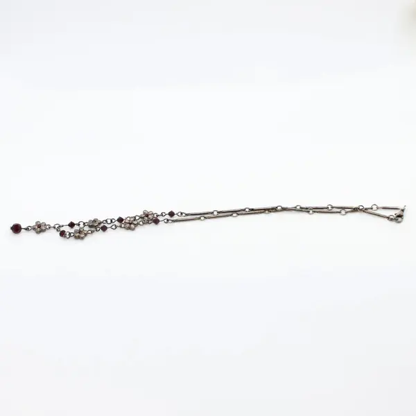 Bohemian Style Garnet-Style Beaded Drop Necklace 18 in