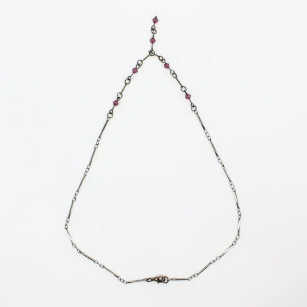 Unbranded Bohemian Mauve Beaded Dangle Pendant Necklace 18 in Tarnished