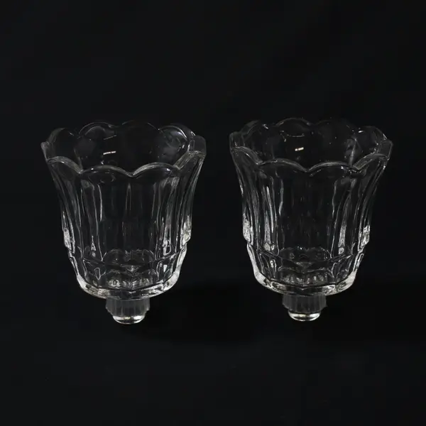 HOMCO Tulip Clear Glass Peg Votive Cups Set of 2 Grommet Candle Holders