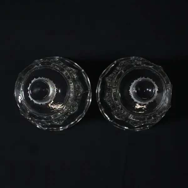 HOMCO Tulip Clear Glass Peg Votive Cups Set of 2 Grommet Candle Holders