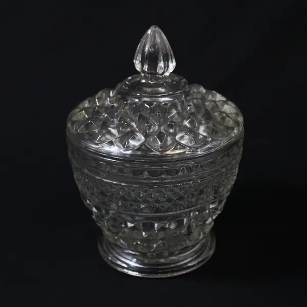 Vintage Anchor Hocking Wexford Crystal Lidded Sugar Bowl And Creamer