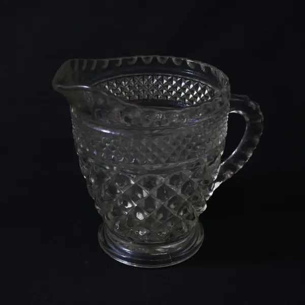 Vintage Anchor Hocking Wexford Crystal Lidded Sugar Bowl And Creamer