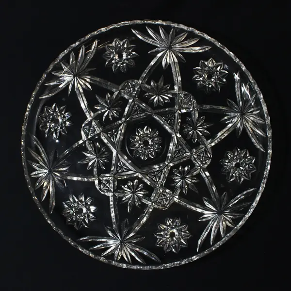 Vintage Anchor Hocking Prescut 13.5" Pressed Glass cupped Edge Torte Plate