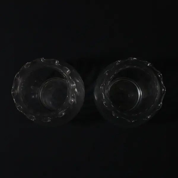 Lot of 2 Clear Spiral Glass Ivy Bowl Vases Ruffled Rim 5.5 in
