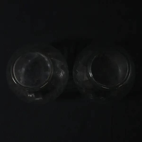 Lot of 2 Clear Spiral Glass Ivy Bowl Vases Ruffled Rim 5.5 in