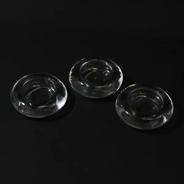 Set of 3 Clear Glass Tealight Candle Holders 3 Inch Home Decor