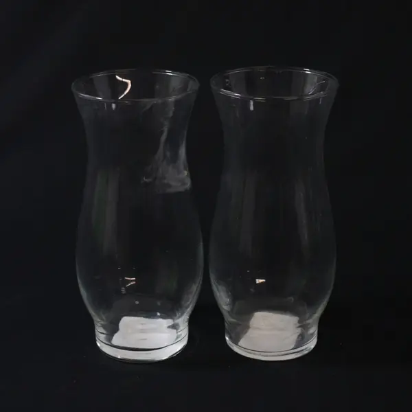 Greenbrier International Clear Glass Hurricane Vases Candle Holders Set 2 6.5in