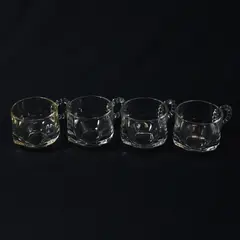 Hazel Atlas 1305 Ribbed Glass Beaded Handle Cups Set of 4