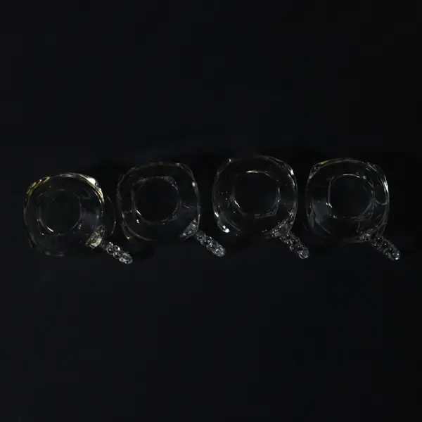Hazel Atlas 1305 Ribbed Glass Beaded Handle Cups Set of 4