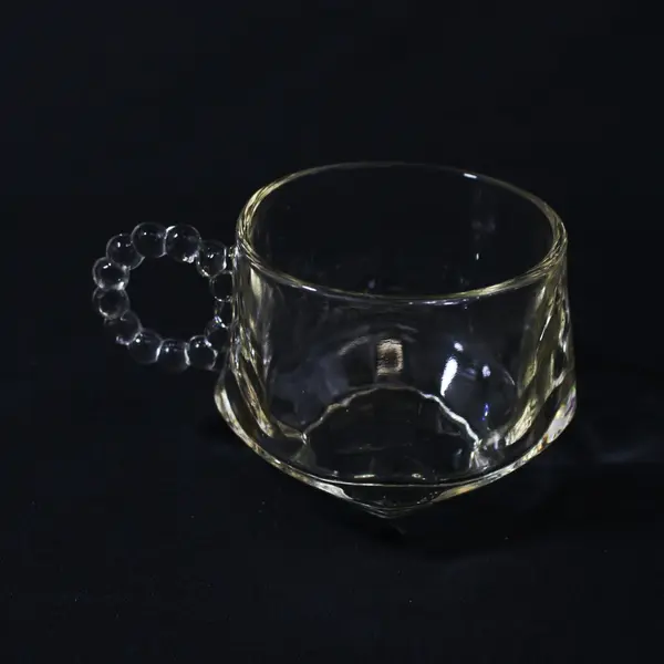 Hazel Atlas 1305 Ribbed Glass Beaded Handle Cups Set of 4