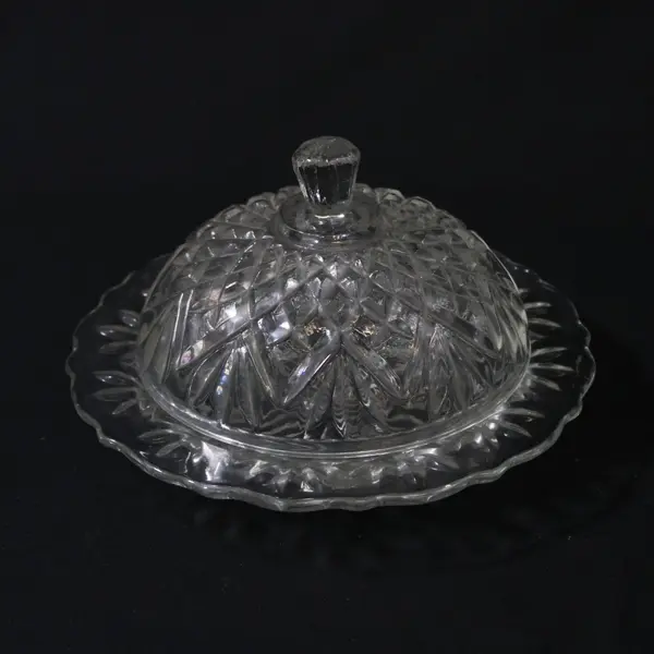 Anchor Hocking Prescut Clear Glass Round Butter Dish With Lid