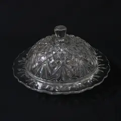 Anchor Hocking Prescut Clear Glass Round Butter Dish With Lid