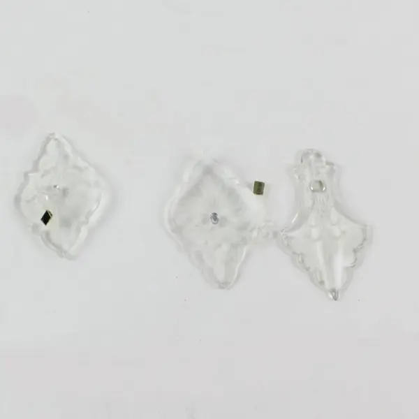 Lot of 3 Vintage Clear Pressed Etched Ornaments Pendants