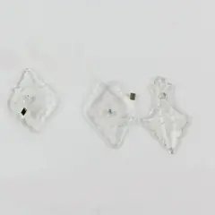 Lot of 3 Vintage Clear Pressed Etched Ornaments Pendants