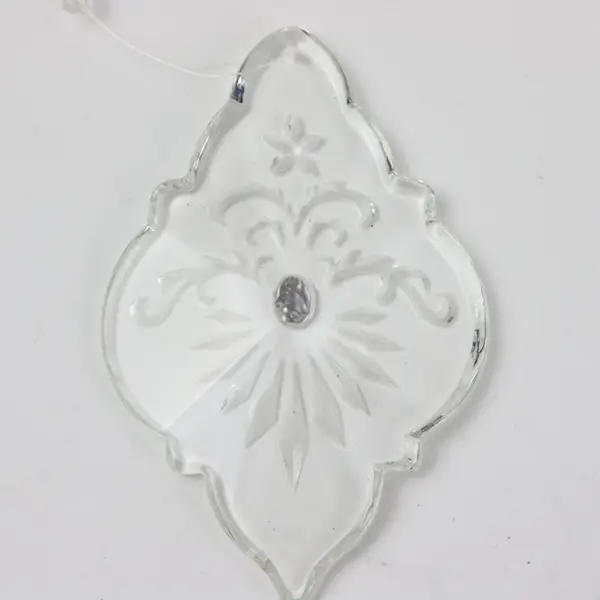 Lot of 3 Vintage Clear Pressed Etched Ornaments Pendants