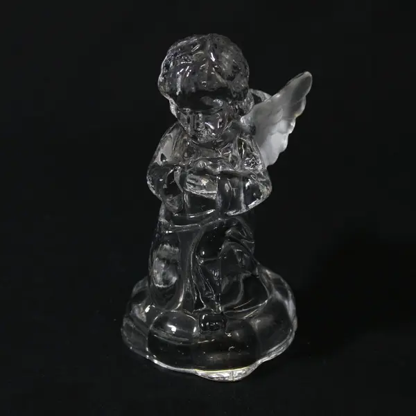 Clear Crystal Angel Taper Candle Holder Frosted Wings