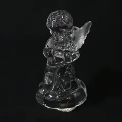 Clear Crystal Angel Taper Candle Holder Frosted Wings