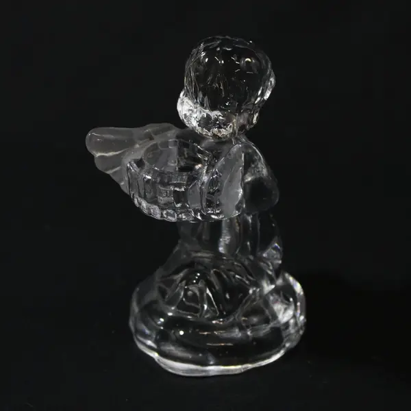 Clear Crystal Angel Taper Candle Holder Frosted Wings