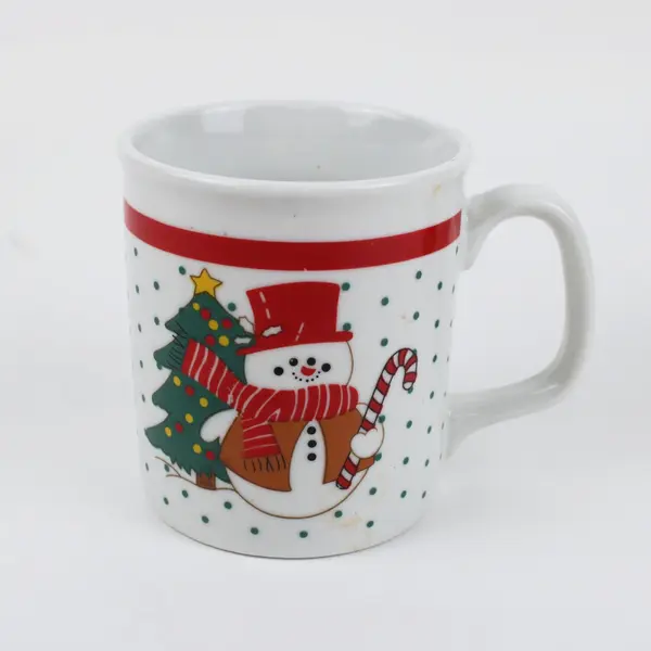 Pair of Christmas Coffee Mugs Snowman Santa Musical Notes Holiday Cups