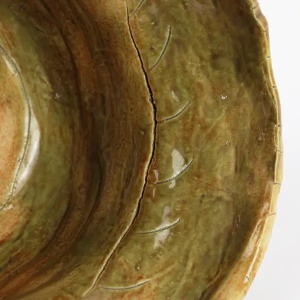 Handmade Pottery Brown Tan Glazed Footed Pot Textured Ceramic Vessel