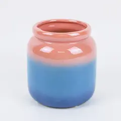 Pink Blue Ombre Glazed Ceramic Round Vase Home Decor