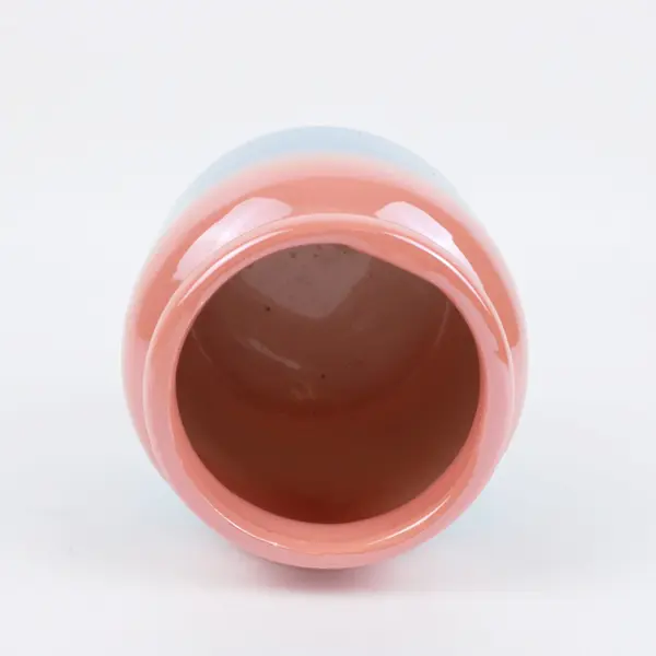Pink Blue Ombre Glazed Ceramic Round Vase Home Decor
