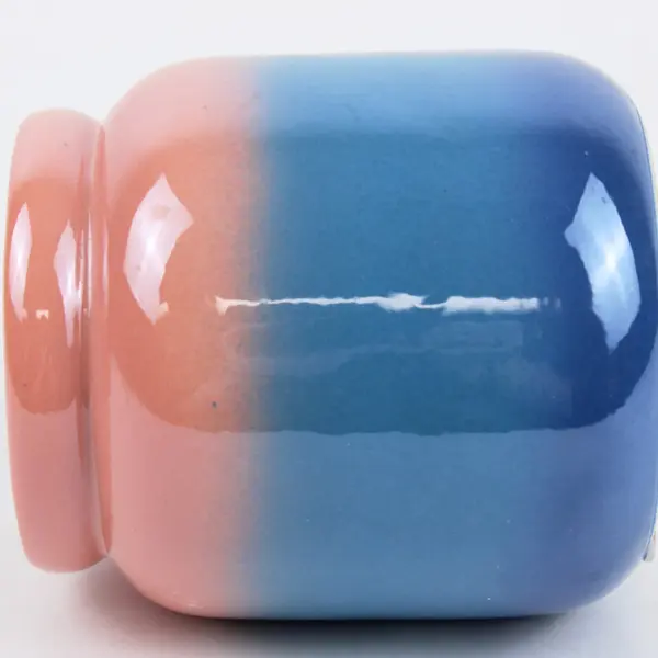 Pink Blue Ombre Glazed Ceramic Round Vase Home Decor